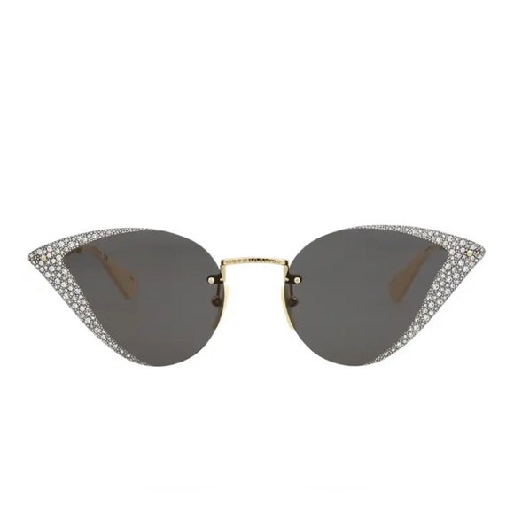 GUCCI
Gucci Women's Glitter Detail Cat Eye Sunglasses - Gold/Grey - Picture 1 of 6